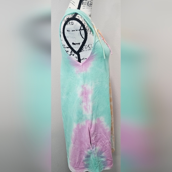 Lagaci Tye Dye Terry Dress Swimsuit Cover Summer Pink Green Orange Med - Picture 6 of 11